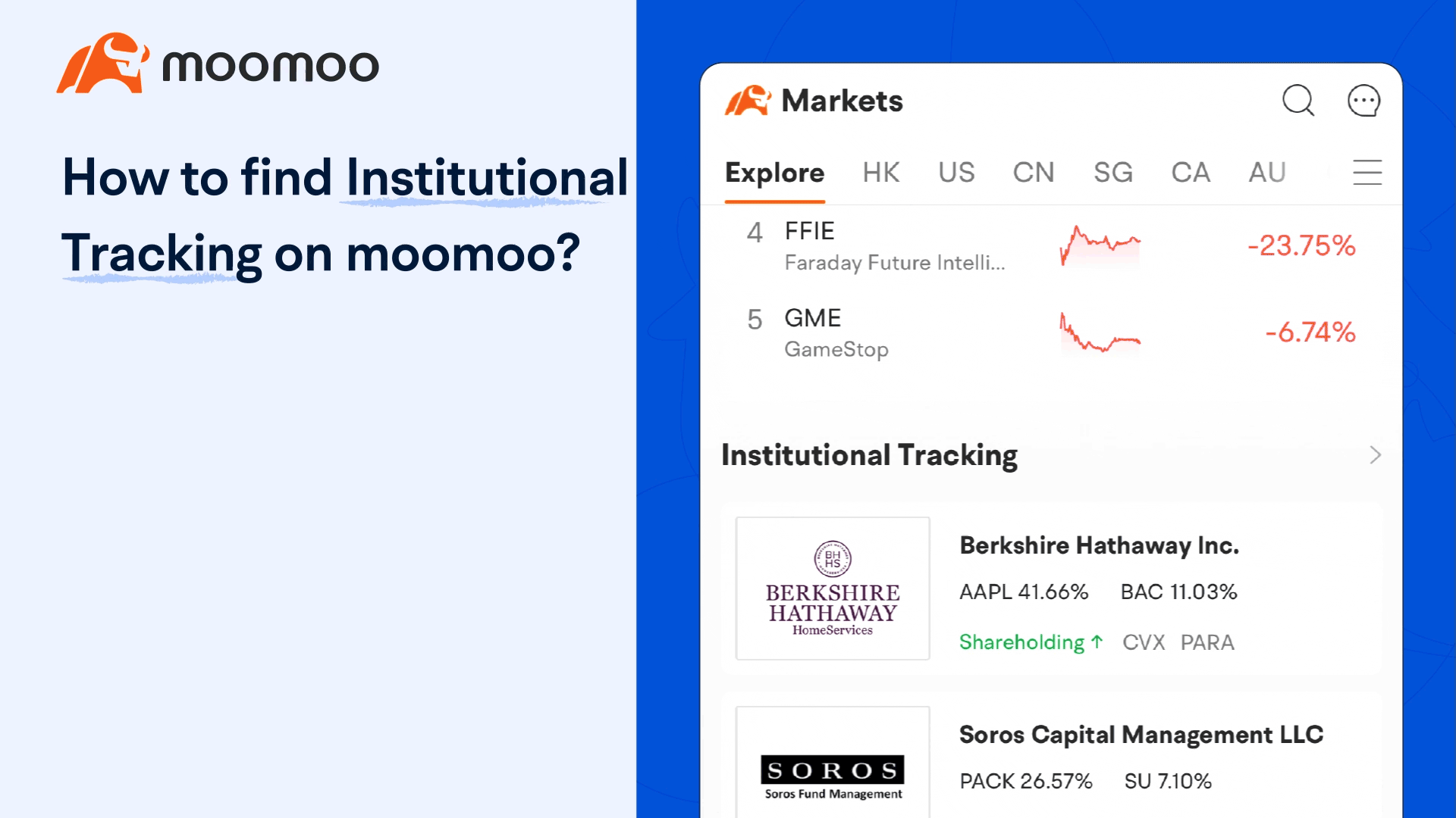 how to find institutional tracking on moomoo