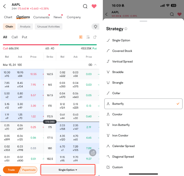 switch between different options trading strategies