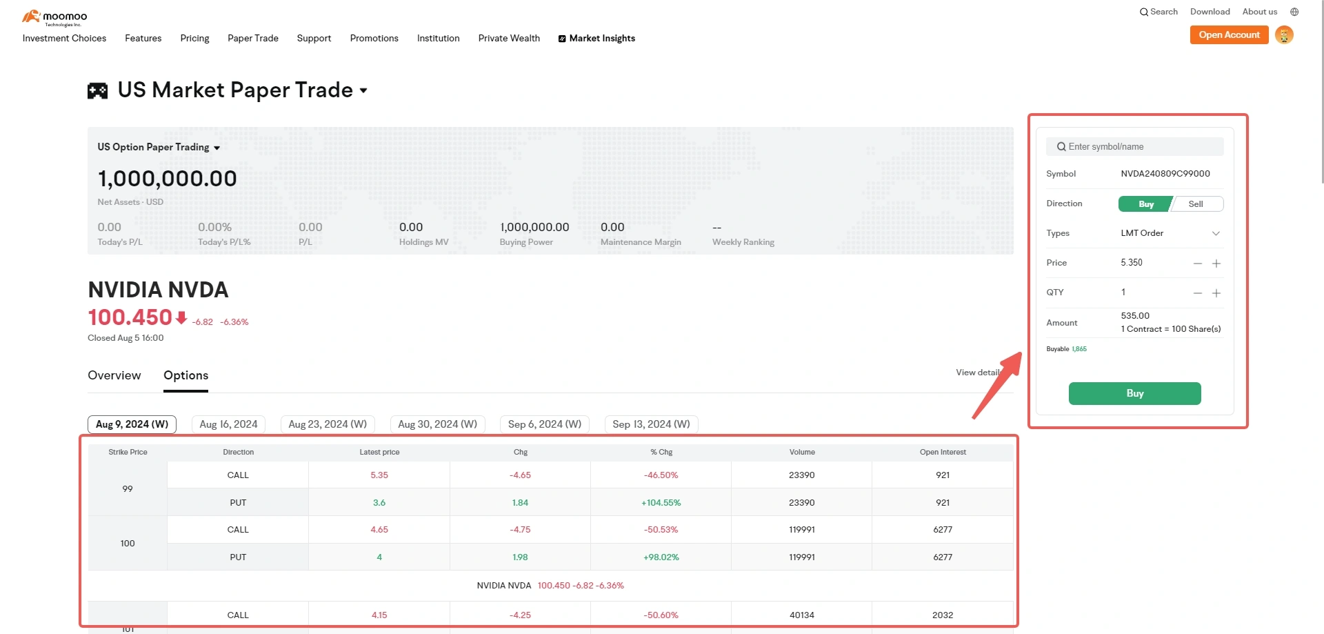 options paper trading