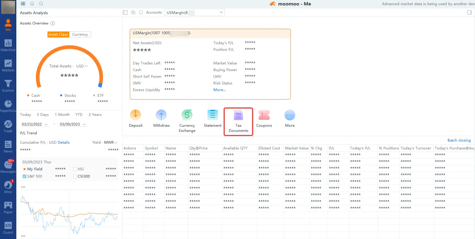 Access tax document on moomoo desktop app
