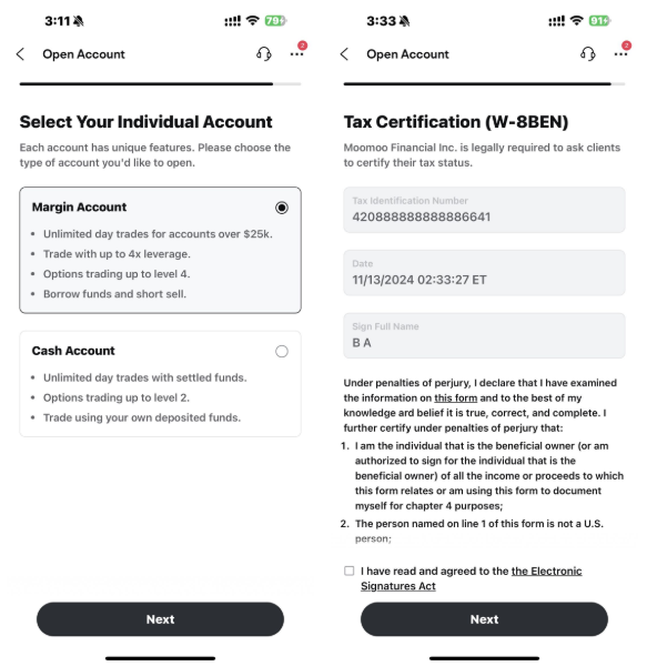 Select an Account and Complete Your Tax Forms