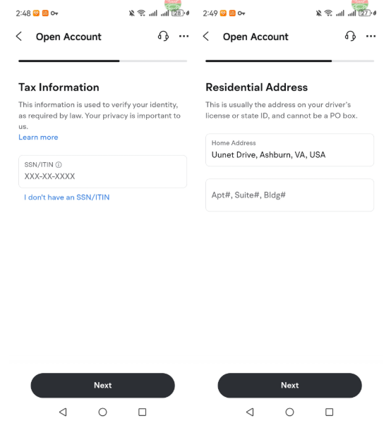 Provide your tax details and residential address