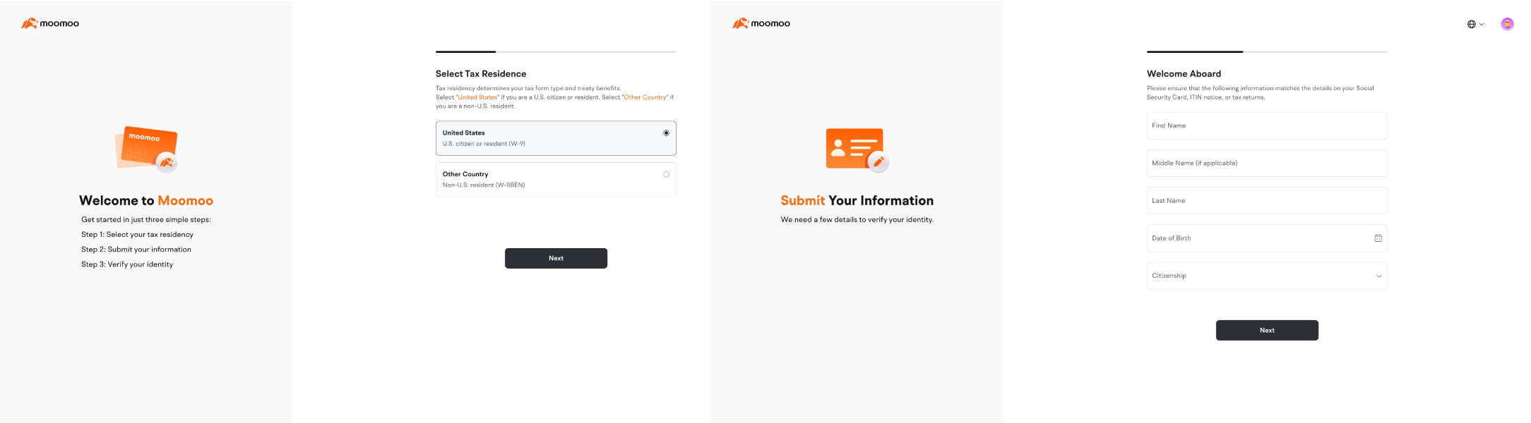Select your tax residence and enter your personal information