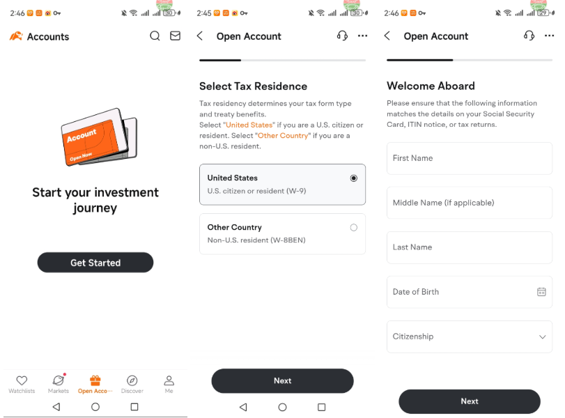 Select your tax residence and enter your basic information