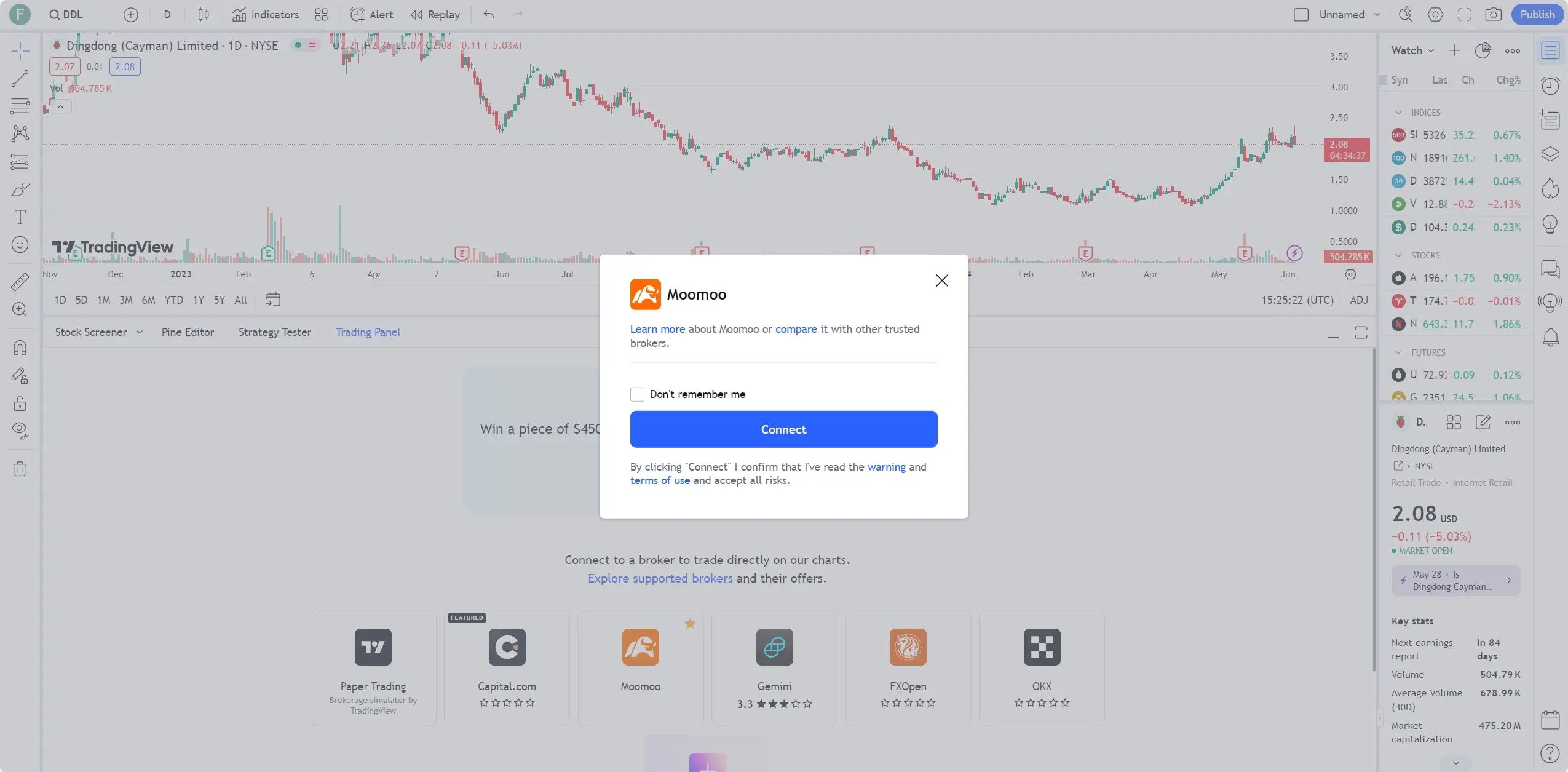 Select Moomoo from the List of Broker Partners