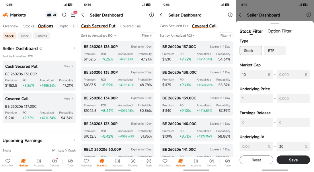 moomoo Options Seller Dashboard