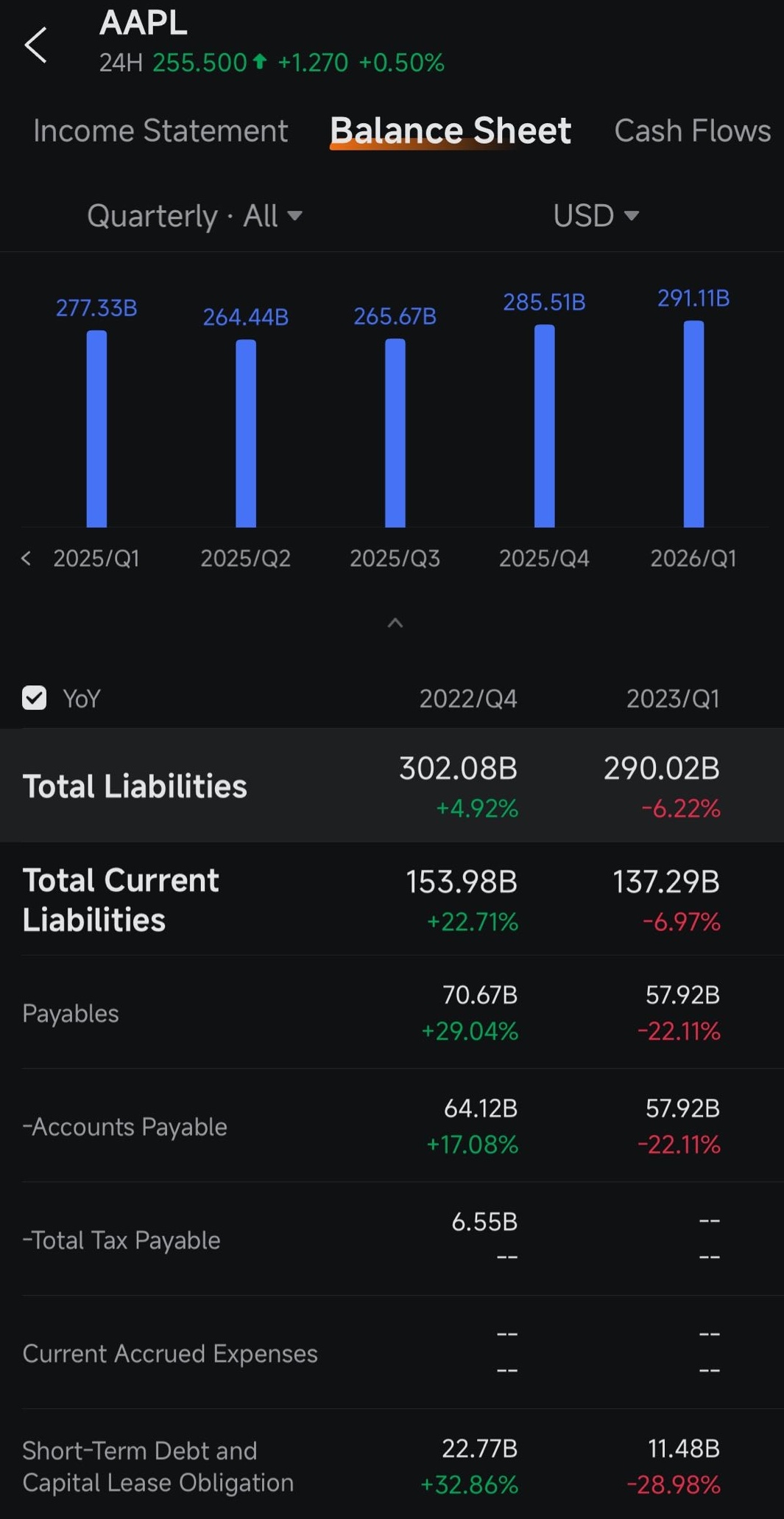 Detailed balance sheet