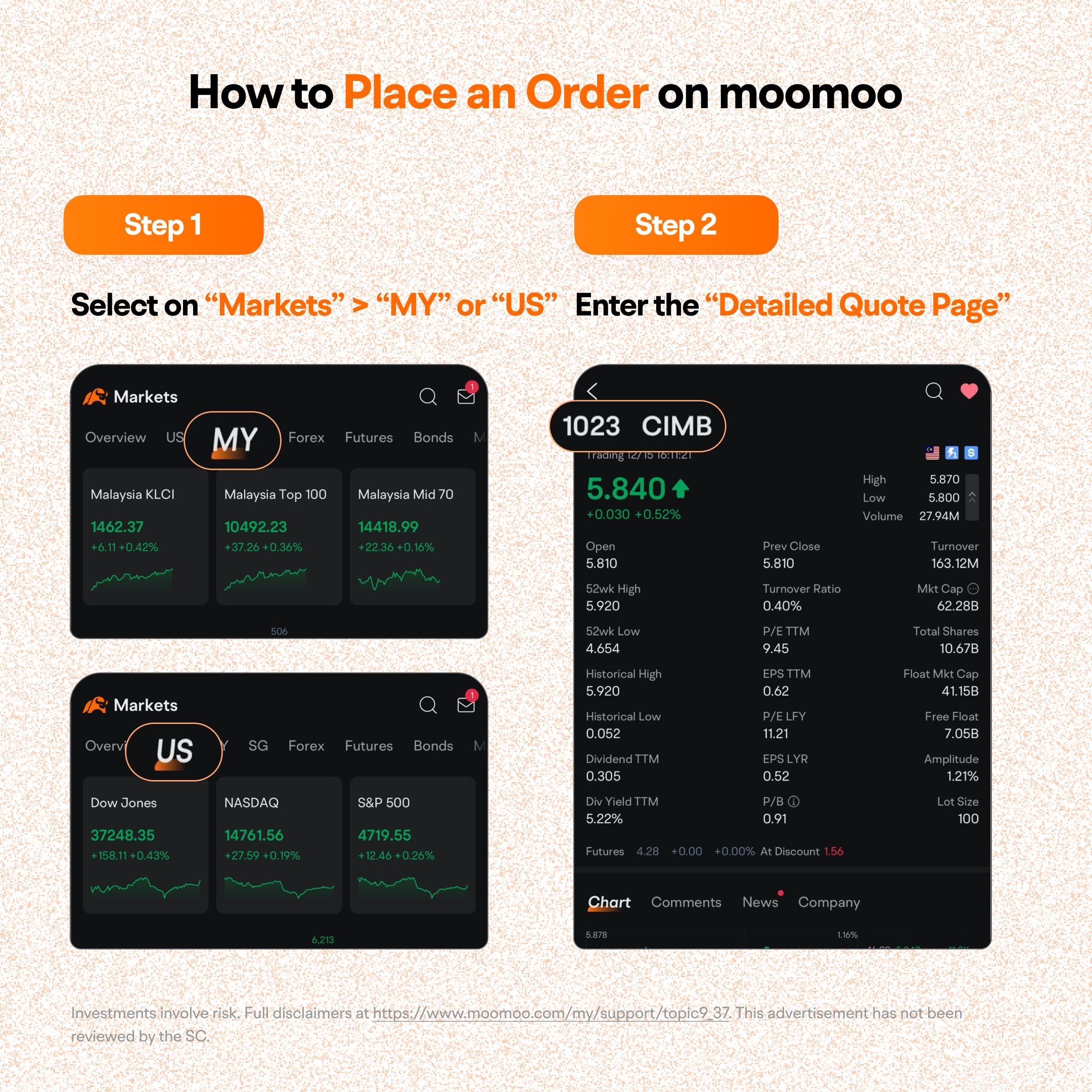 How to place an order on moomoo -1