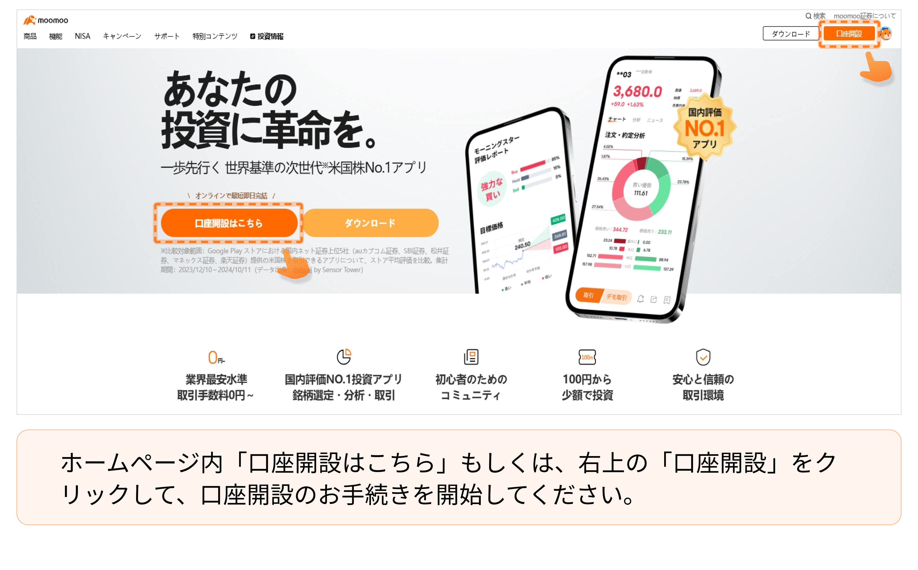 PCデスクトップから口座開設