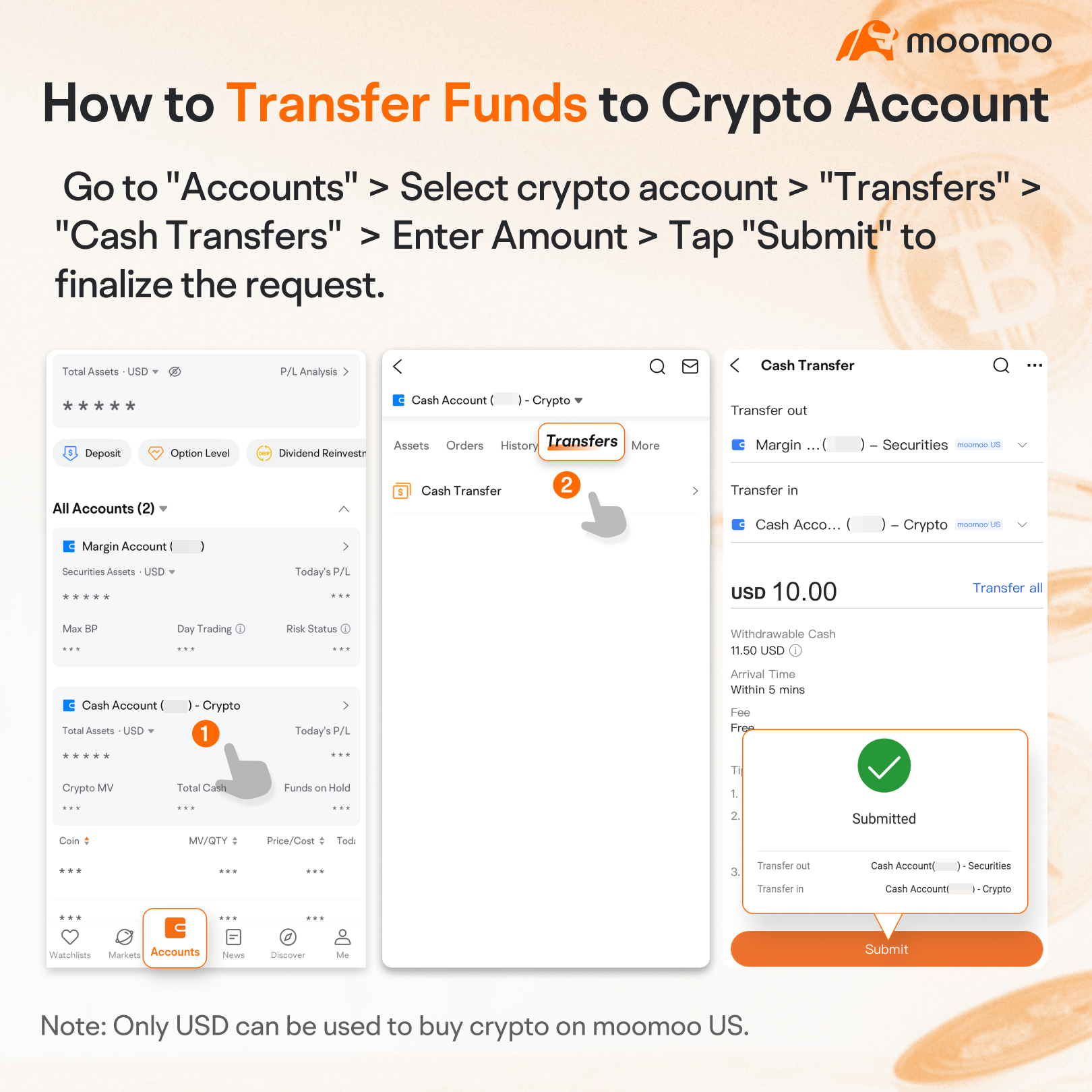 わずか5分でMoomoo USで暗号通貨の取引をスタート